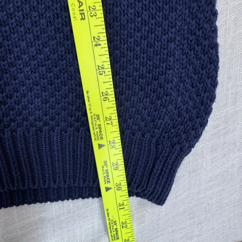VTG Eddie Bauer Navy Fisherman Men L Tall Popcorn Knit Sweater UK Made Jumper